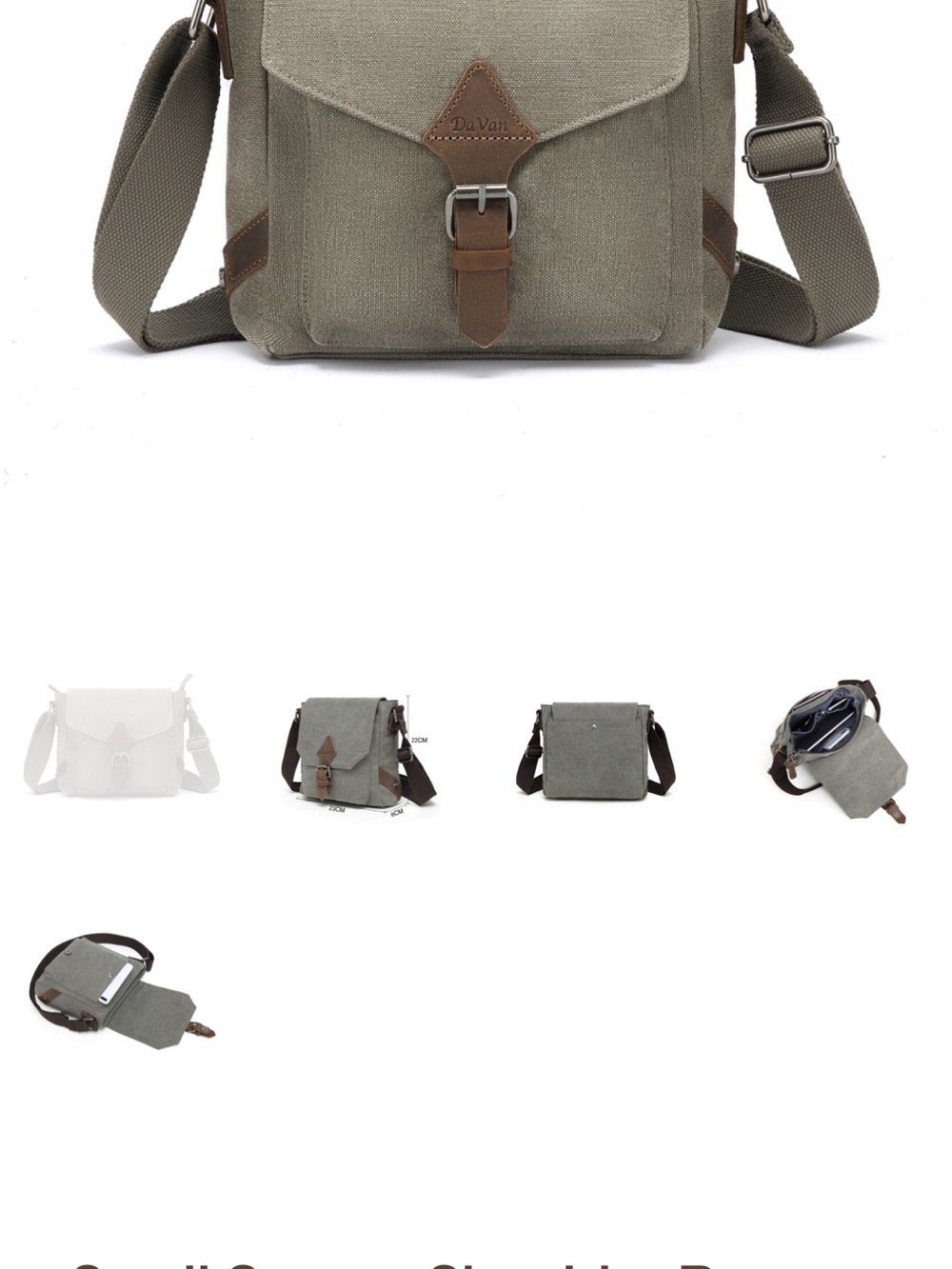 DaVan Olive Green Canvas Messenger Bag